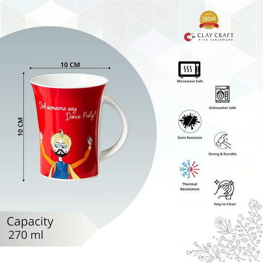 Clay Craft Fine Ceramic Muddy Milk Mug, Pack of 1, 270Ml, Perfect for Afternoon Tea, Gifts, and Home Decor, Elegant Ceramic Mugs, Modern Milk Mugs, Coffee Mugs, Milk and Coffee Mug