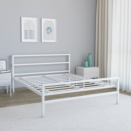 Nilkamal Striker Metal Queen Bed (White)