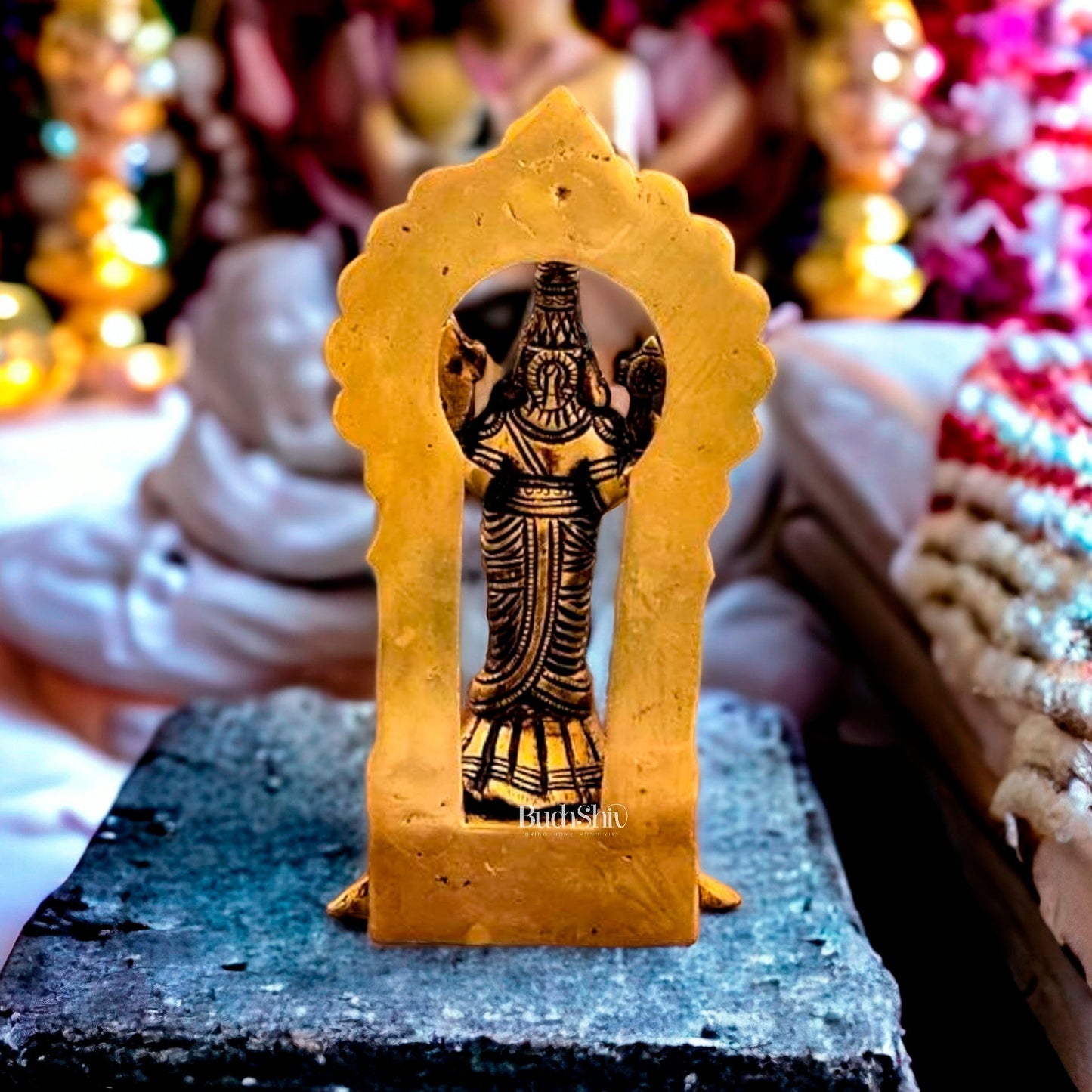 8-Inch Brass Statue of Lord Venkateshwara Tirupati Balaji | Intricate Detailing
