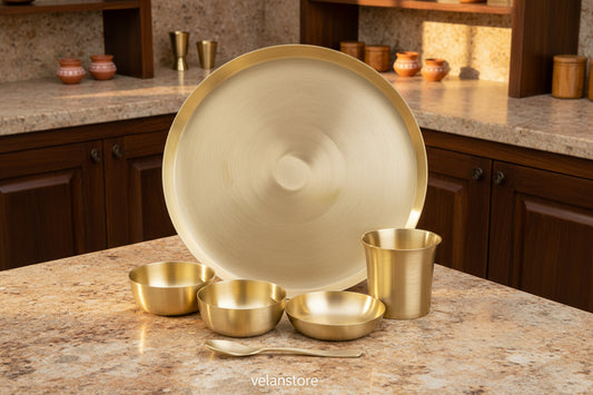 Matt Finish Bronze Thali Plate - Complete set