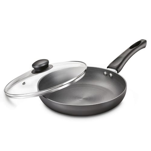Judge by Prestige 24cm (1.7 L) Hard Anodised Vista Fry Pan with Lid|Gas and Induction Compatible|Metal Spoon Friendly