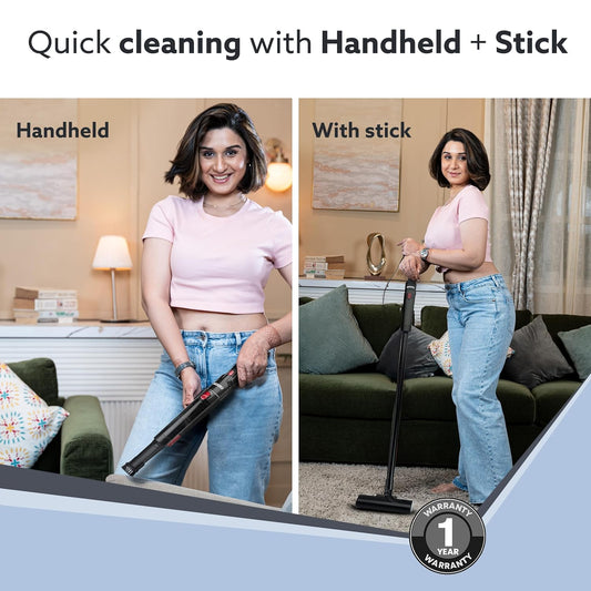 AGARO Sapphire Hand Held Vacuum Cleaner,Up to 15 kPa Powerful Suction with Fast Charging Dock, Rechargeable Portable Powerful Cleaner, Lightweight Hand Held Vacuum Cleaner for Home, Office, and Car