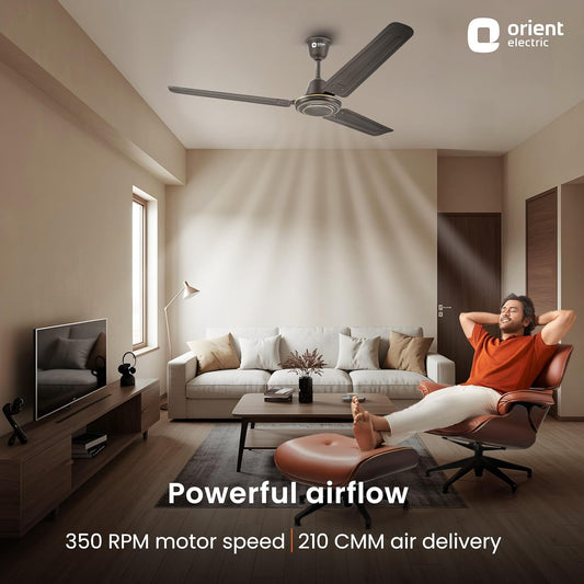 Orient Electric Apex-FX 1200mm Ceiling Fan for Home| BEE 1 Star Rated Energy Efficient Fan| Rust Resistant | Strong and Powerful Motor | 2 Years Warranty by Orient | Smoke Brown - Pack of 1