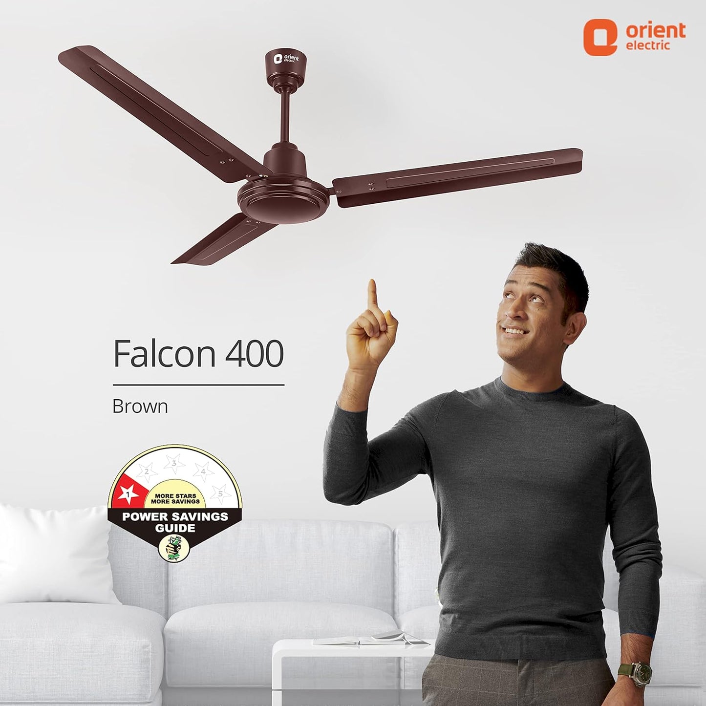 Orient Electric Falcon 400 1200MM High speed Ceiling fan for your home with corrosion free tangential blades | 5 year warranty (Brown, Pack of 1)