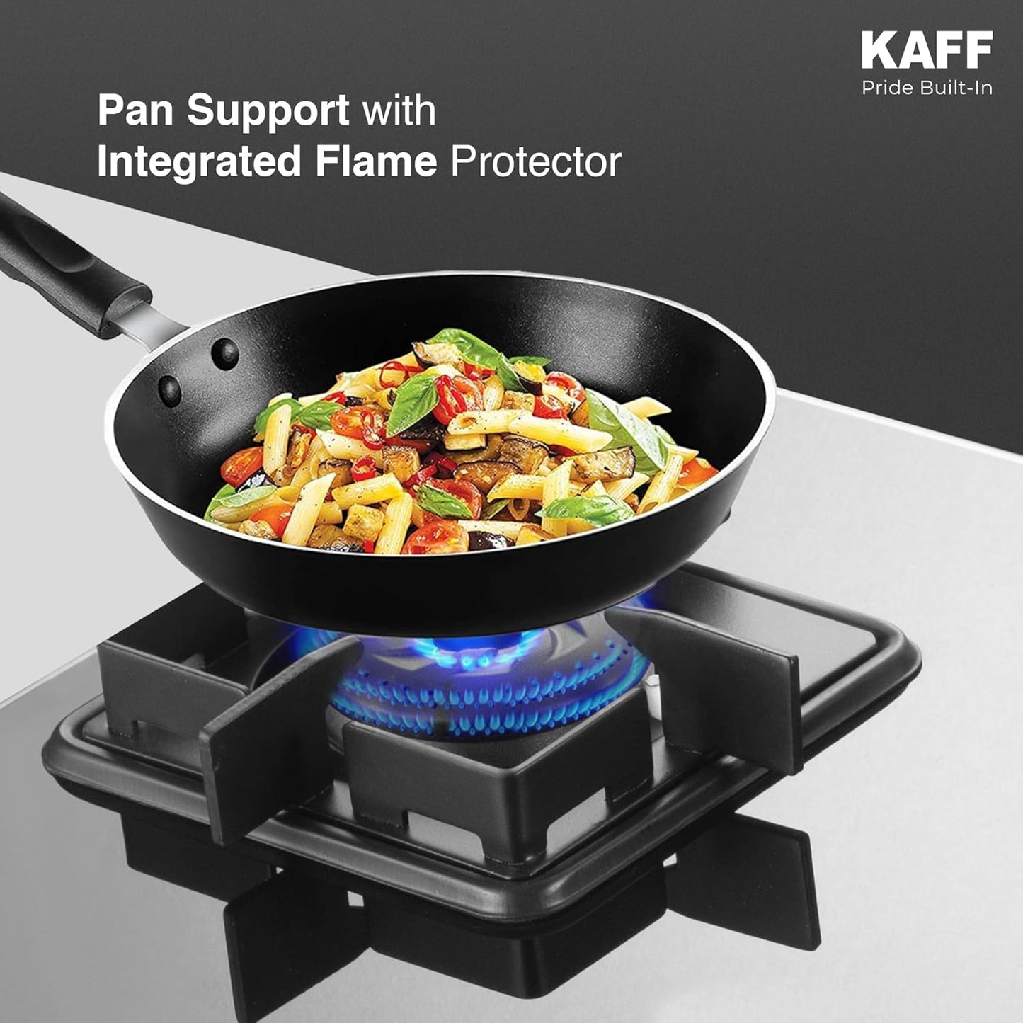 KAFF 3 Burner Cooktop for Kitchen | 71CM With Ignition | For Modern Kitchen | Ergonomic Knob |Tri-Pin Brass Burners| ISI Certified | Black | CTS713BAI