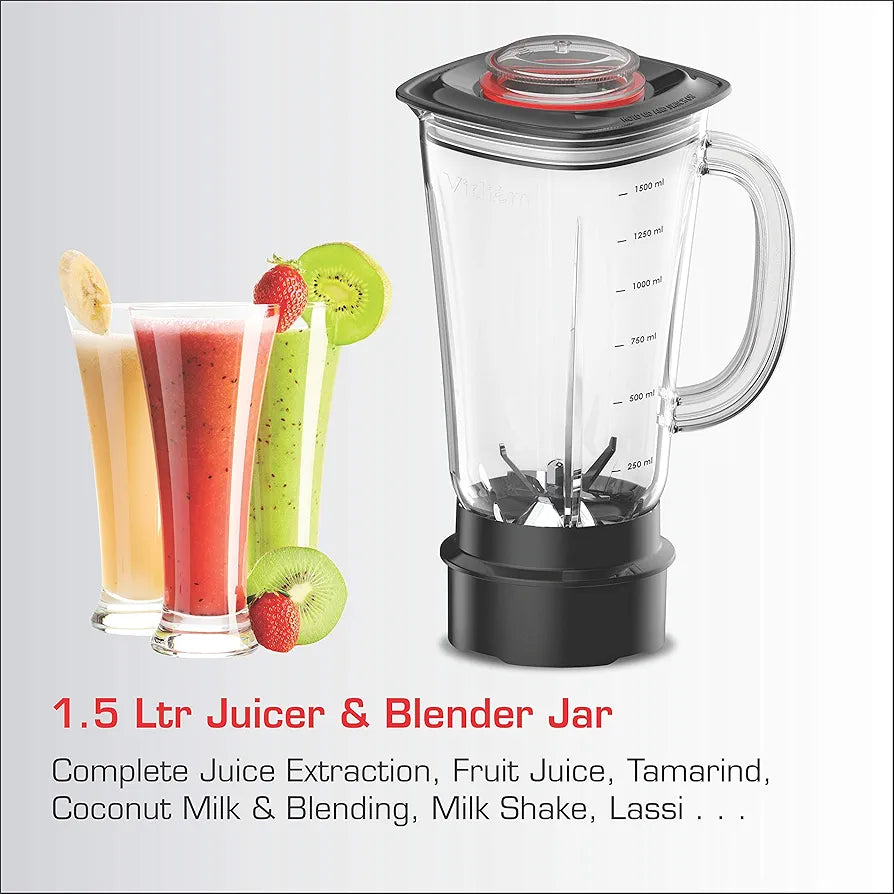 Vidiem Jumbo Juice 1000W Juicer Mixer Grinder | 1 Multipurpose Jar | Juicer Blender for Smoothies, Ice Crushing, Fruit Juices, Nutri Blending | 1-Year Warranty