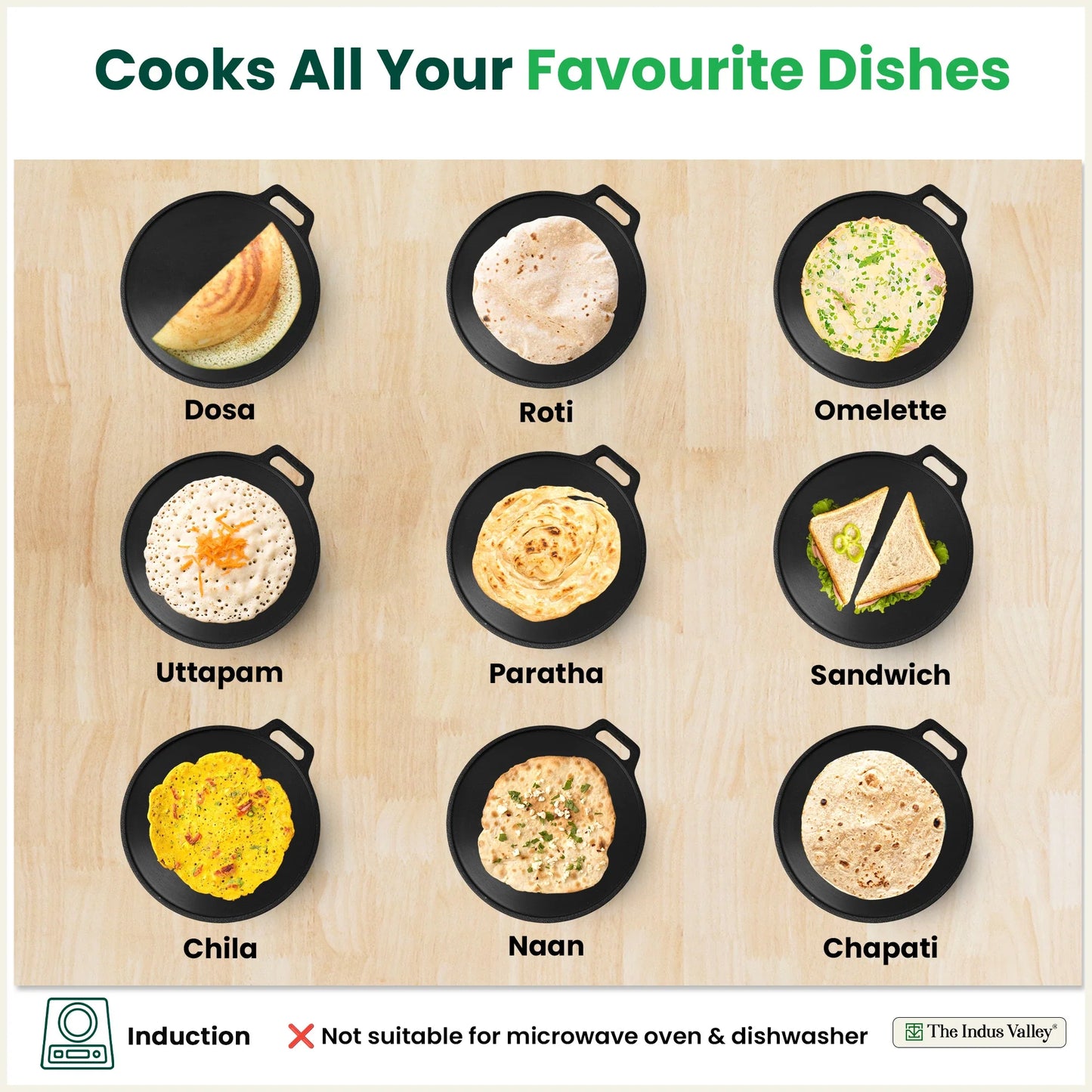 Super Smooth Cast Iron Tawa,Pre-seasoned, Nonstick, 100% Pure, Toxin-free, Free ₹110 Spatula, 26.7cm/30.2cm