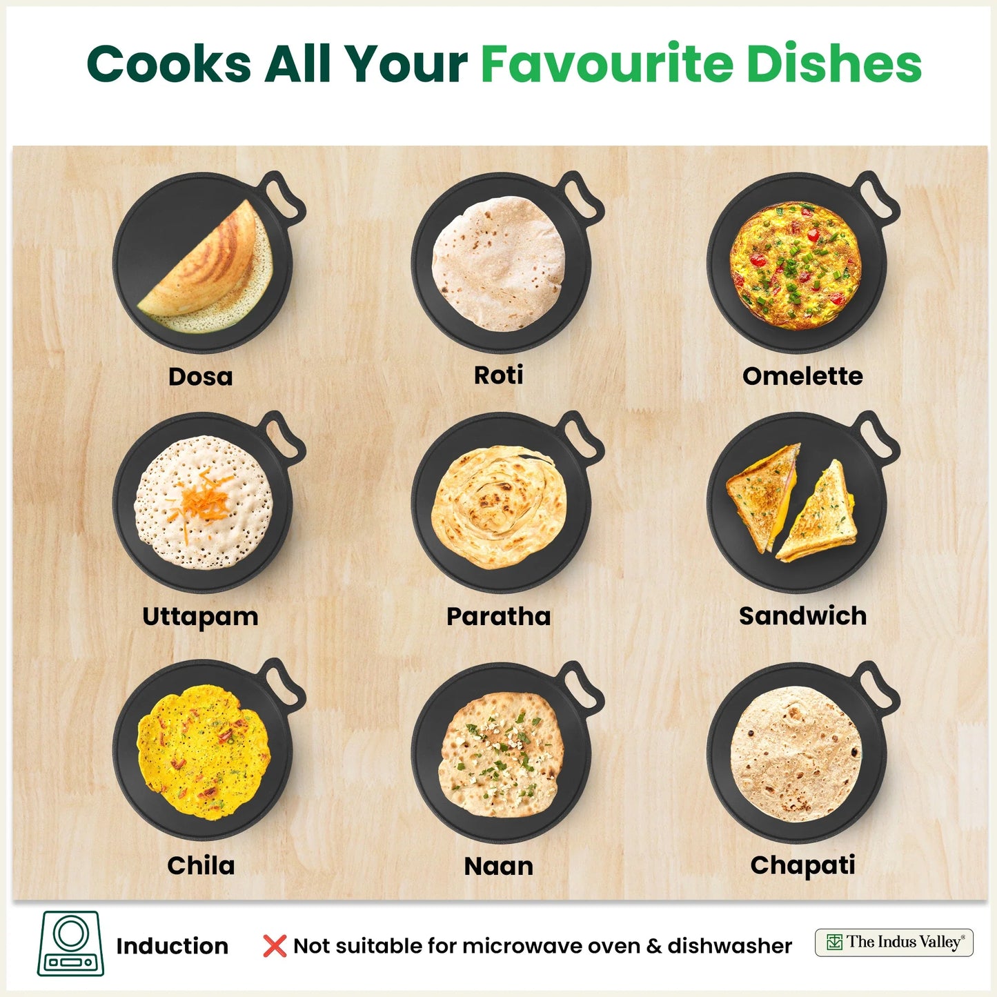 Super Smooth Cast Iron Tawa, Pre-seasoned, 100% Pure, Toxin-free, Induction, 27.9cm, 2.7 kg