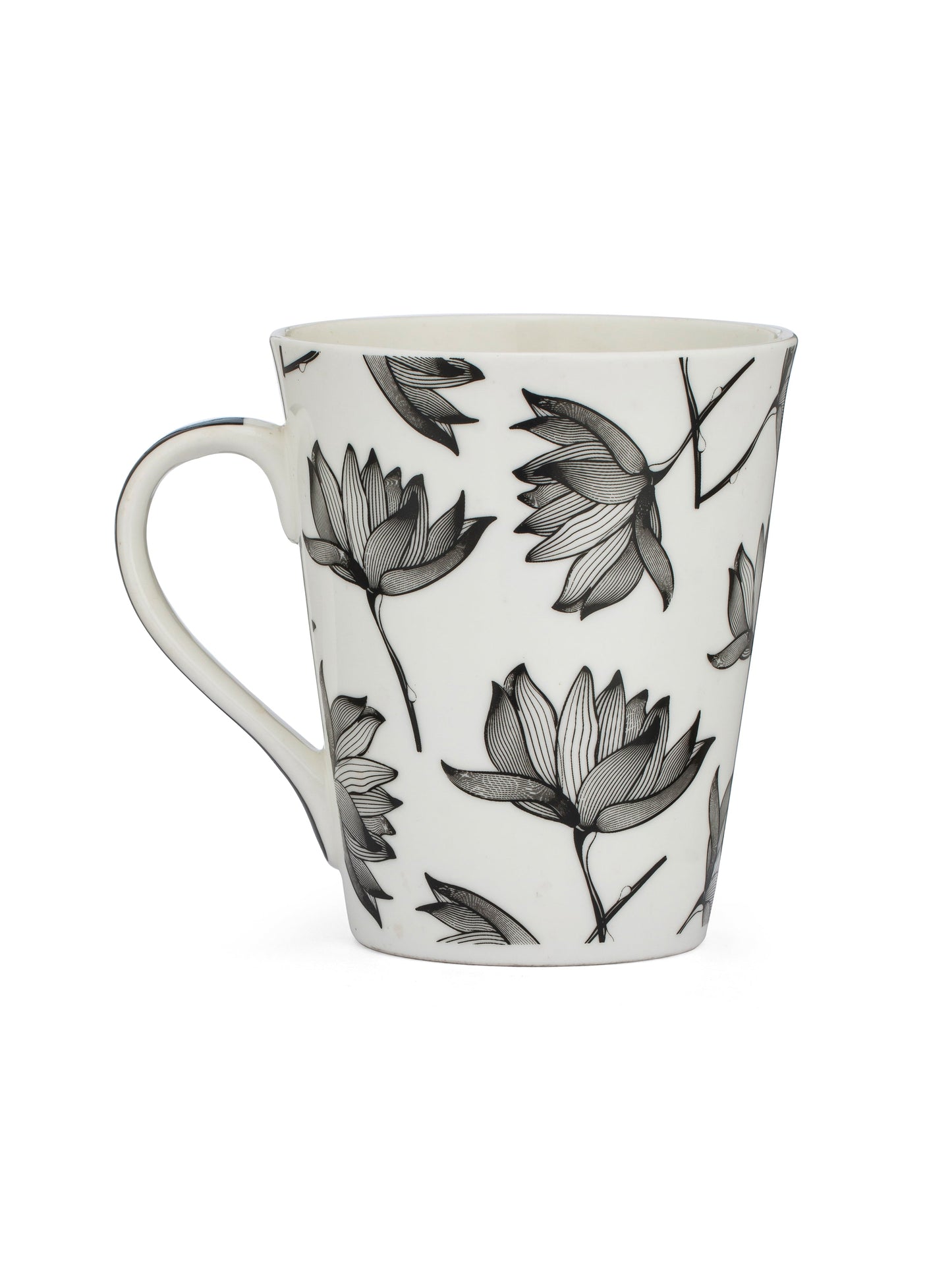 Ceramic Black & White Monochrome Mug and Bowl Snack Set (2 Mugs + 1 Bowl) (MC719)