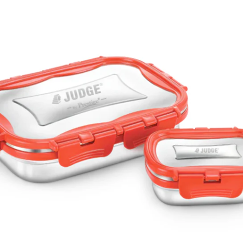 Judge by Prestige Non-Insulated Classic Lunch Box, Set of 2 Containers (675ml + 150ml)