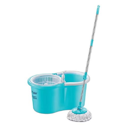 Prestige Clean Home Magic Spin Mop Deluxe with 2 Mop Heads, PSB-01 (Blue) | Twin Bucket
