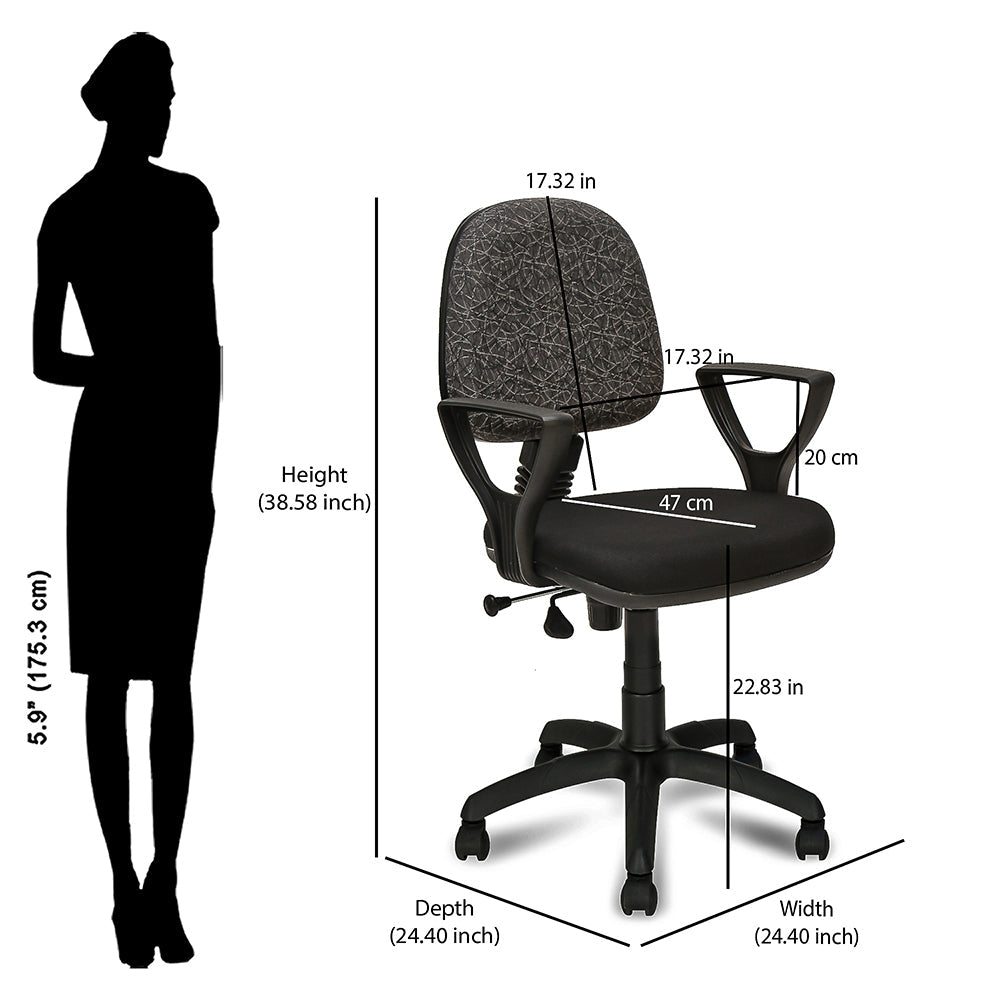 Nilkamal Soren Mid Back Cushion Office Chair (Black)