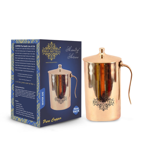 Handcrafted Pure Bronze Plain Design Mughlai Jug Pitcher, Drinkware, Serveware, 1700ml