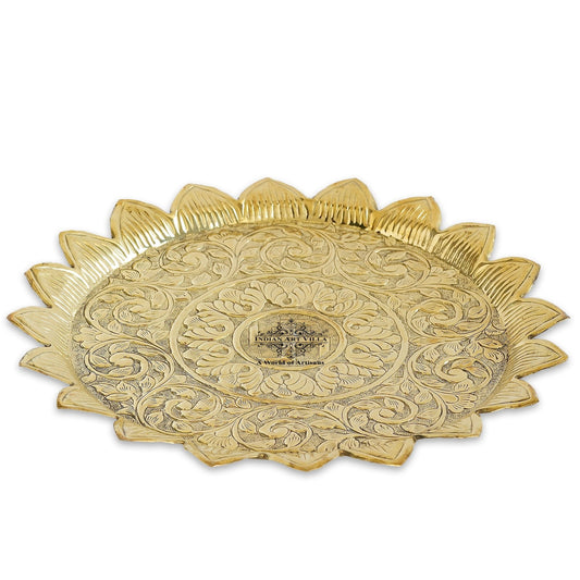 Pure Brass Sunflower Design Pooja Thali | Pooja Temple Home