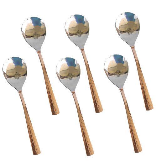 Steel Copper Handmade Hammered Design Serving Spoon