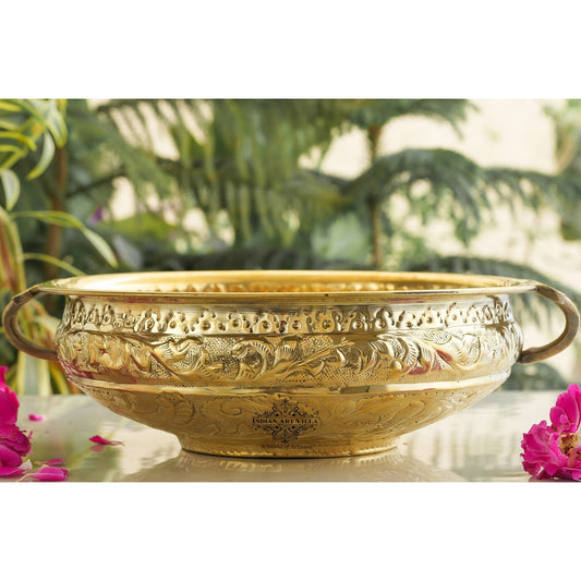 Pure Brass Embossed Design Urli 5Ltr.