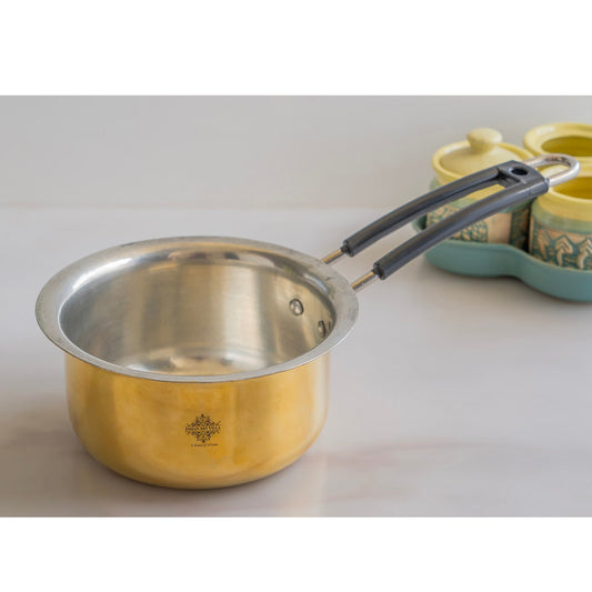 Brass Patila with Tin Lining and Handle for Healthy Cooking