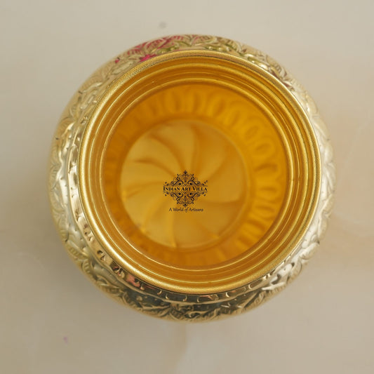 Pure Brass Embossed Design Mangal Kalash