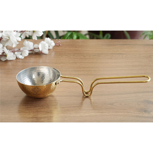 Pure Brass Tadka Pan With Long Handle - Traditional Cookware