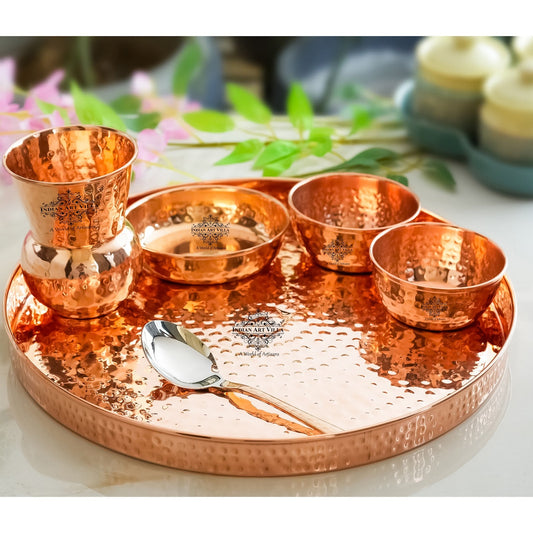 Pure Copper Hammered Design, 6 Pieces Dinner Set