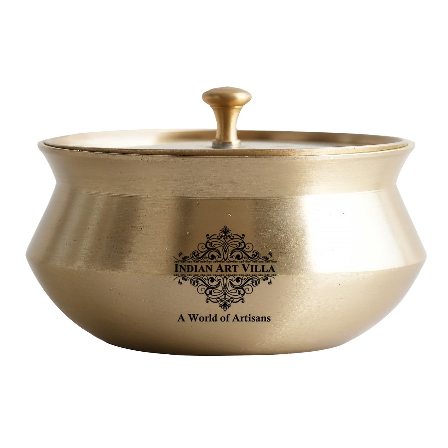 Pure Brass Designer Matt Finished Handi with Lid, Tableware, Serveware, 12cm