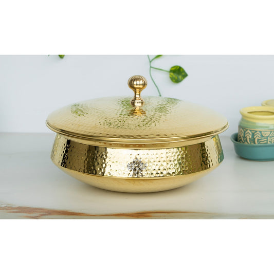 Brass Lagan Handi with Tin Lining & Brass Lid - Indian Art Villa