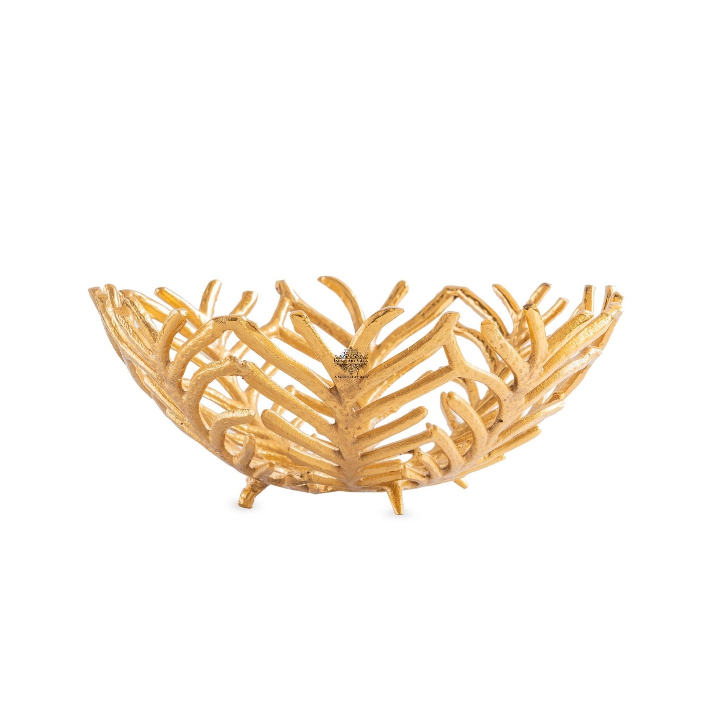 Brass Finish Decorative Cutting Basket – 12.6 Inches, Luxury Home Decor Bowl, Ideal for Fruits, Snacks, Festive Gifting