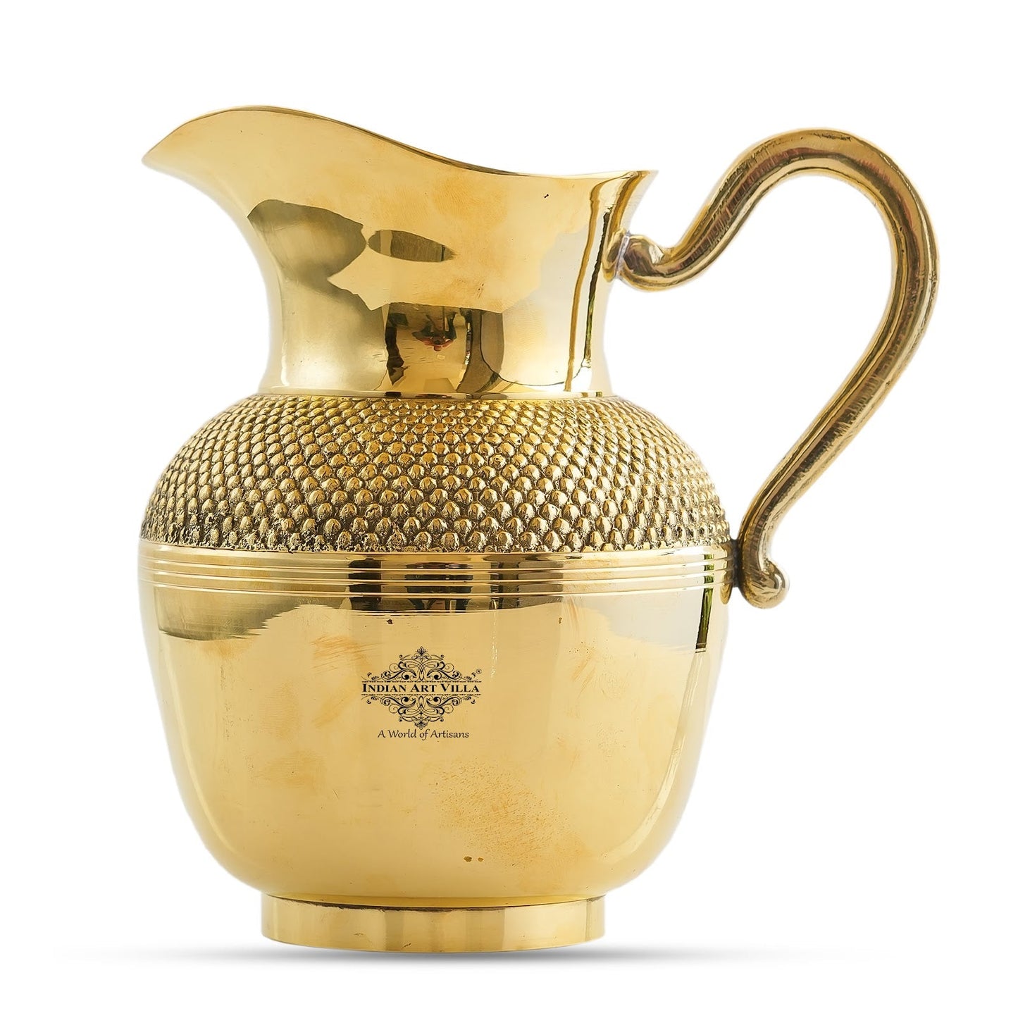 Pure Brass Jug Gold Shine Finish Dana Design, Lead Free 1200 ml