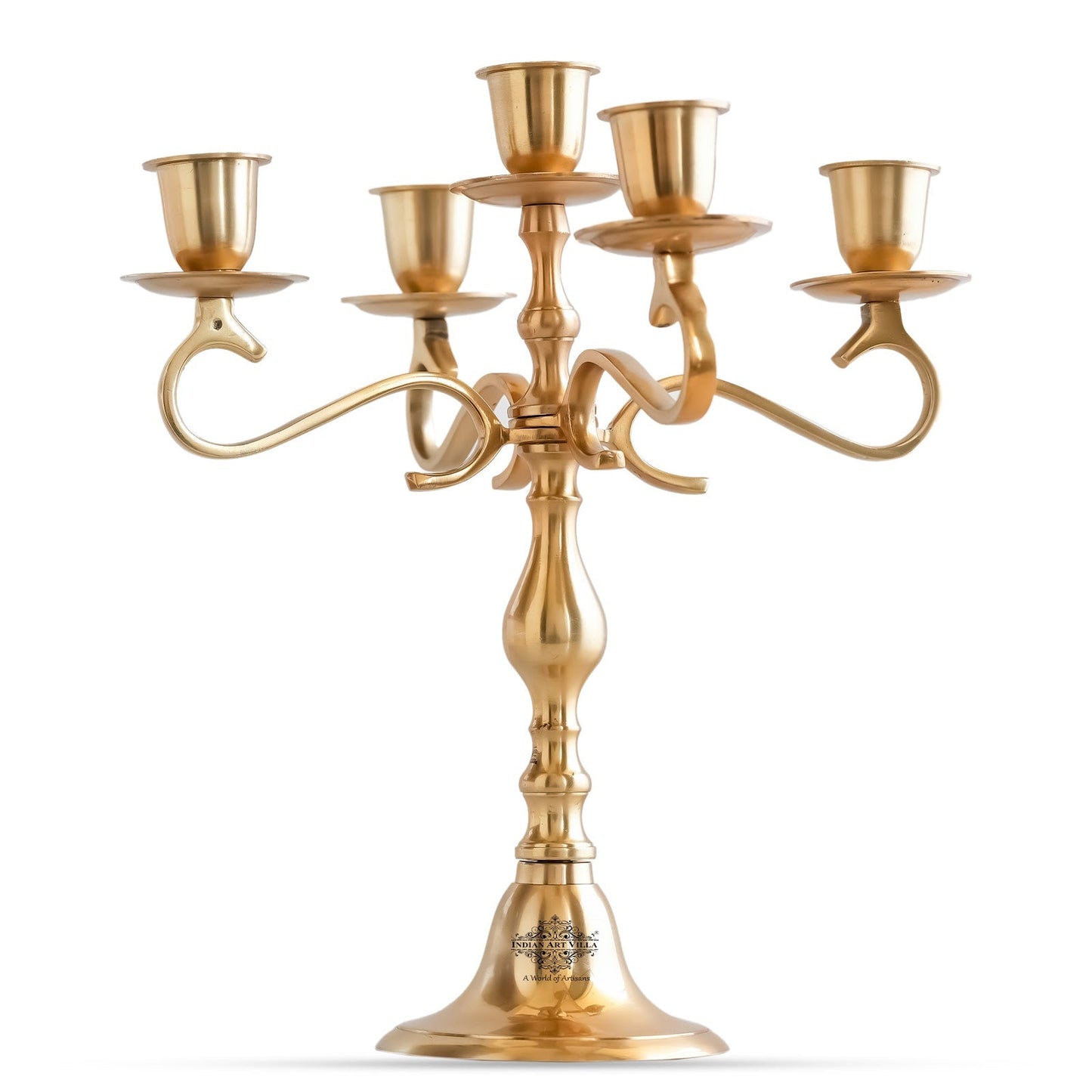 Pure Brass 5-Candle Arms Candelabra Centerpiece Candle Stand
