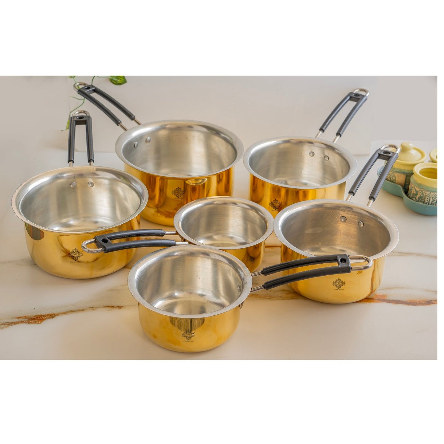 Brass Patila with Tin Lining and Handle for Healthy Cooking