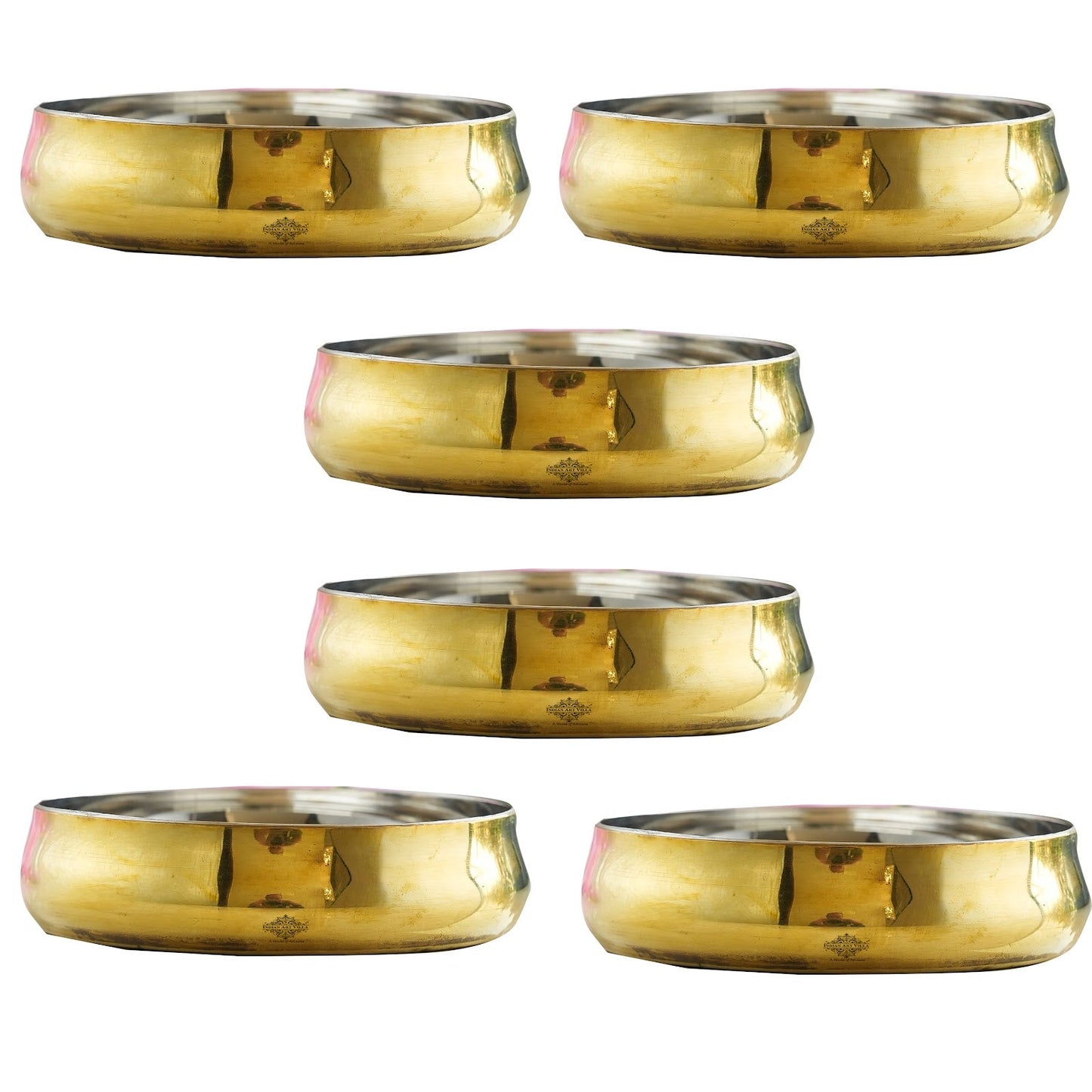 Handmade Steel Brass Curved Rice/ Halwa Plate, Serveware, Dinnerware, Width- 12.06 cm