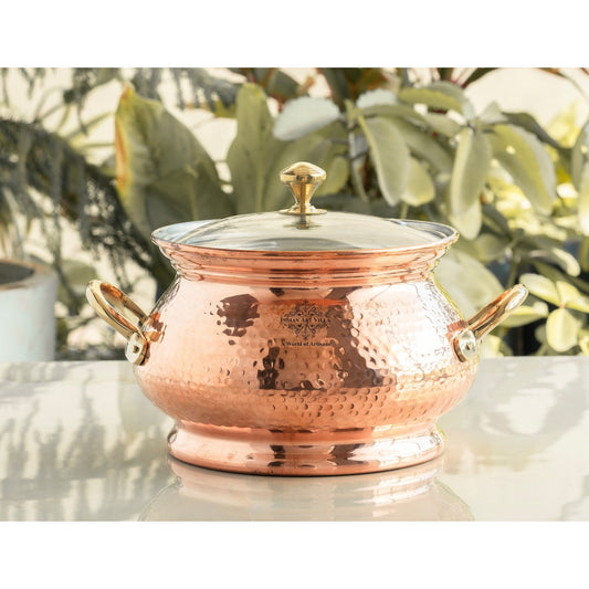 Pure Steel Copper Hammered Biriyani Handi With Inside Tin Lining