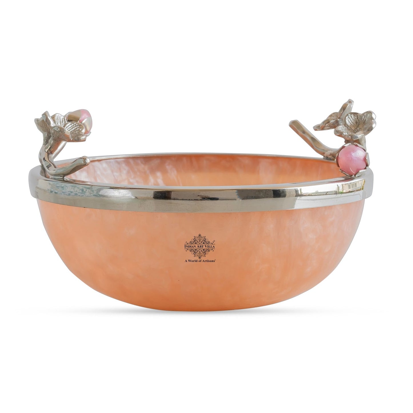 Silver Plated Resin Belgium Pink Decorative Bowl, Elegant Serveware & Home Decor, Perfect for Snacks