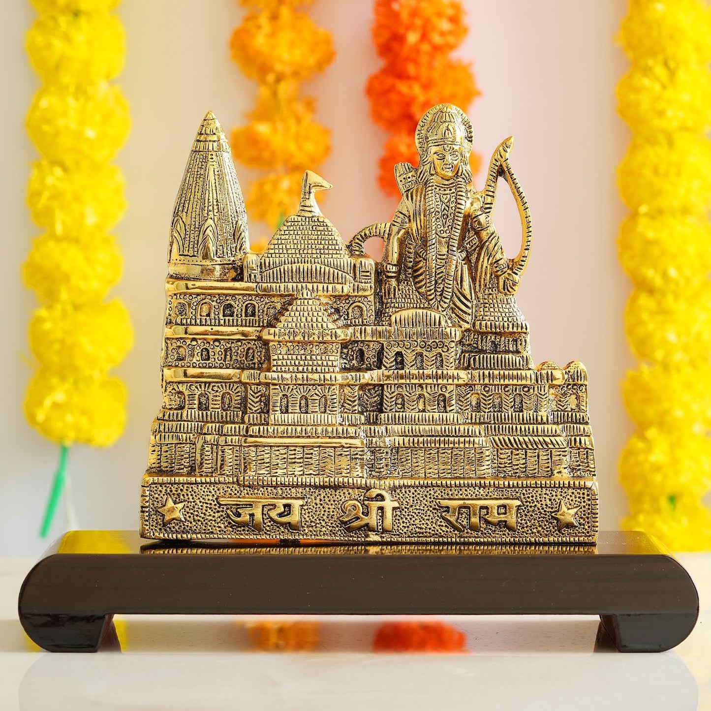 Pure Brass Ram Ayodhya Temple 3D Wooden Replica