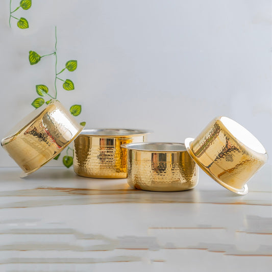 Pure Brass Hammered Design Bhagona with inside Tin Lining