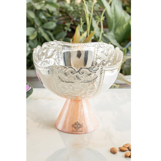 Silver Plated Resin Decorative Fruit Basket - Embossed Design, Luxury Home Décor, Centerpiece for Dining Table and Useful for Gifting