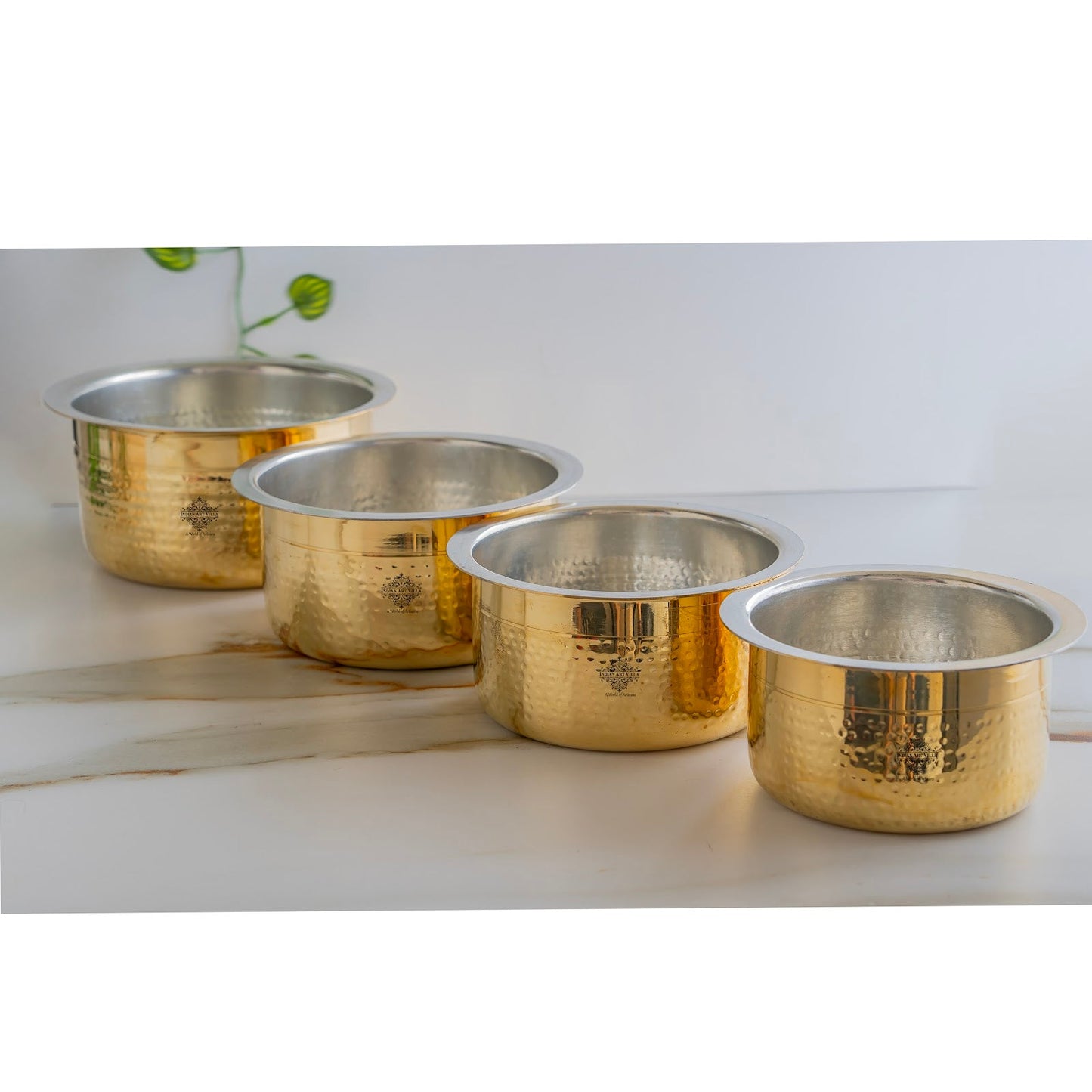 Pure Brass Hammered Design Bhagona with inside Tin Lining