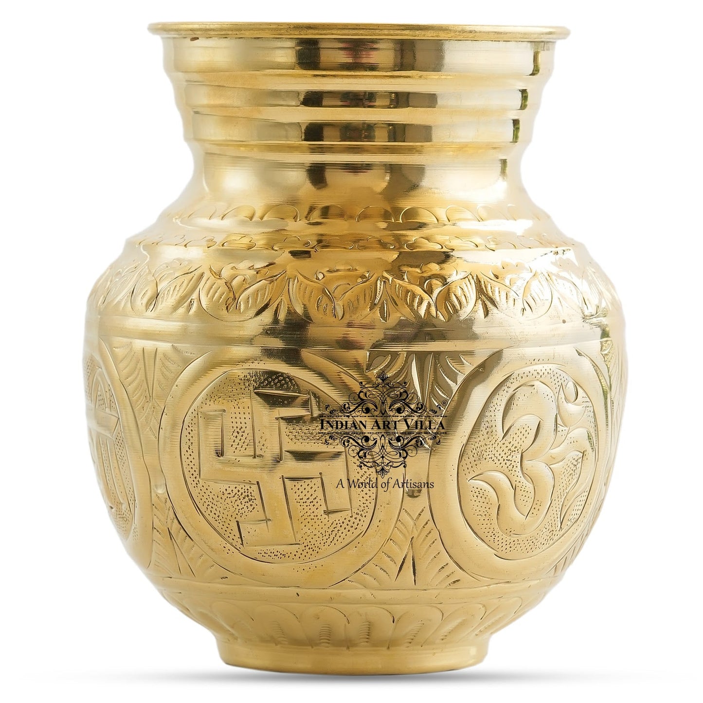 Pure Brass Embossed Design Mangal Kalash