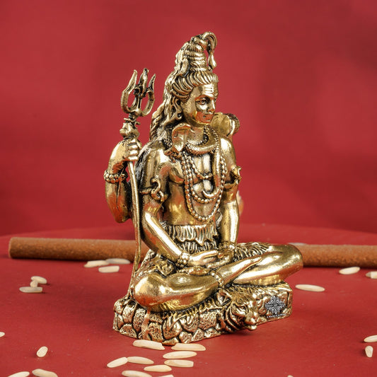 Pure Brass Shiv JI Murti with Trishul Damaru