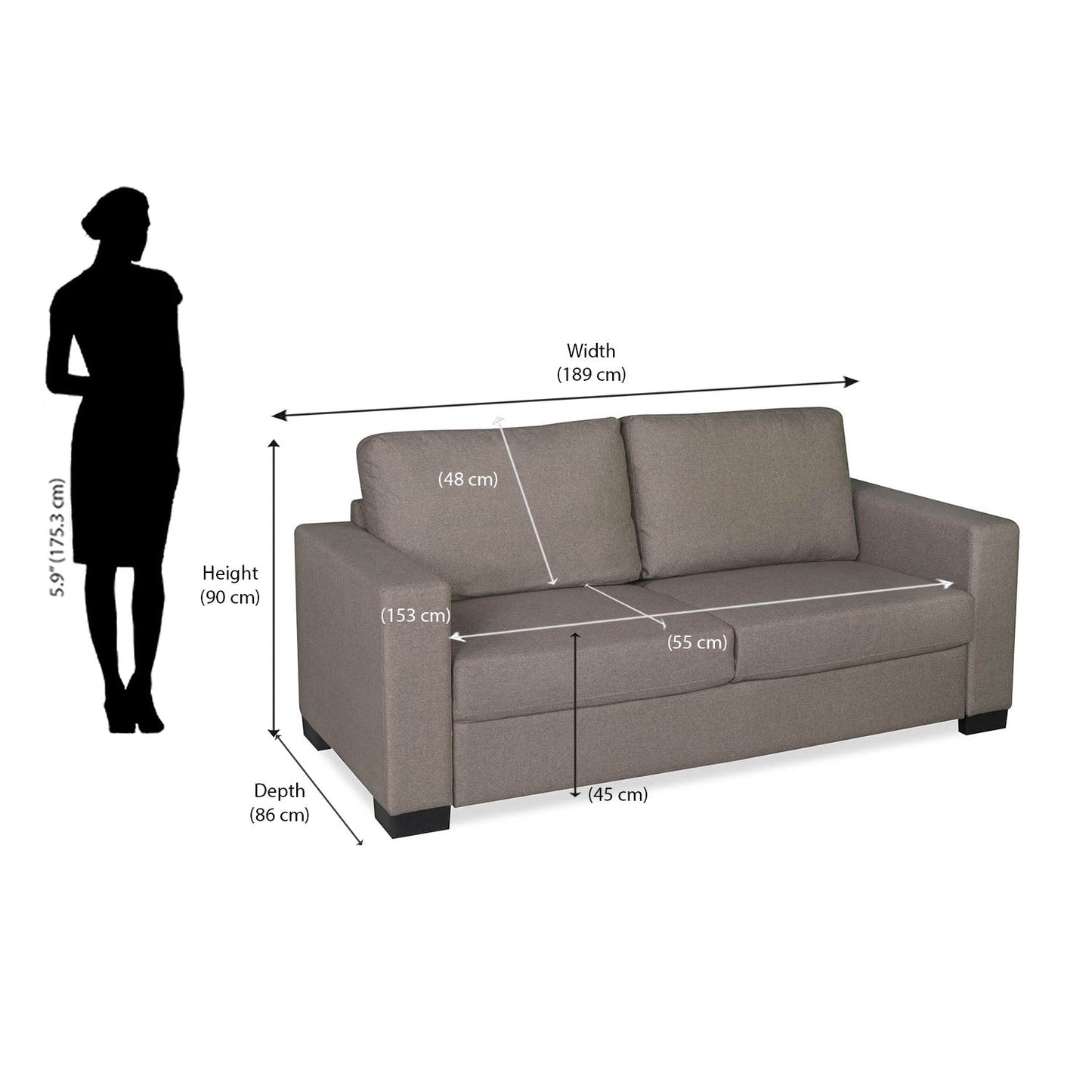Nilkamal Array 3 Seater Ron Arm Sofa (Light Brown)