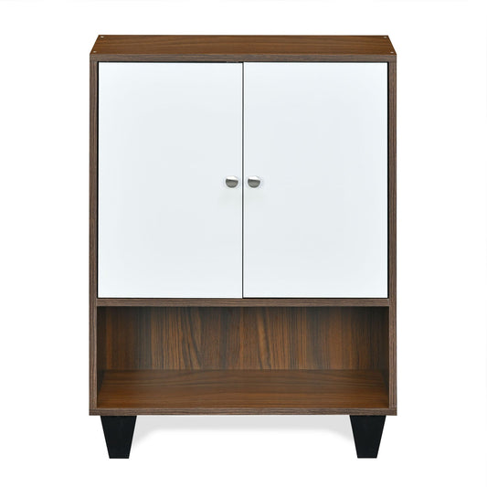Nilkamal Astero Engineered Wood Shoe Cabinet (Walnut & White)
