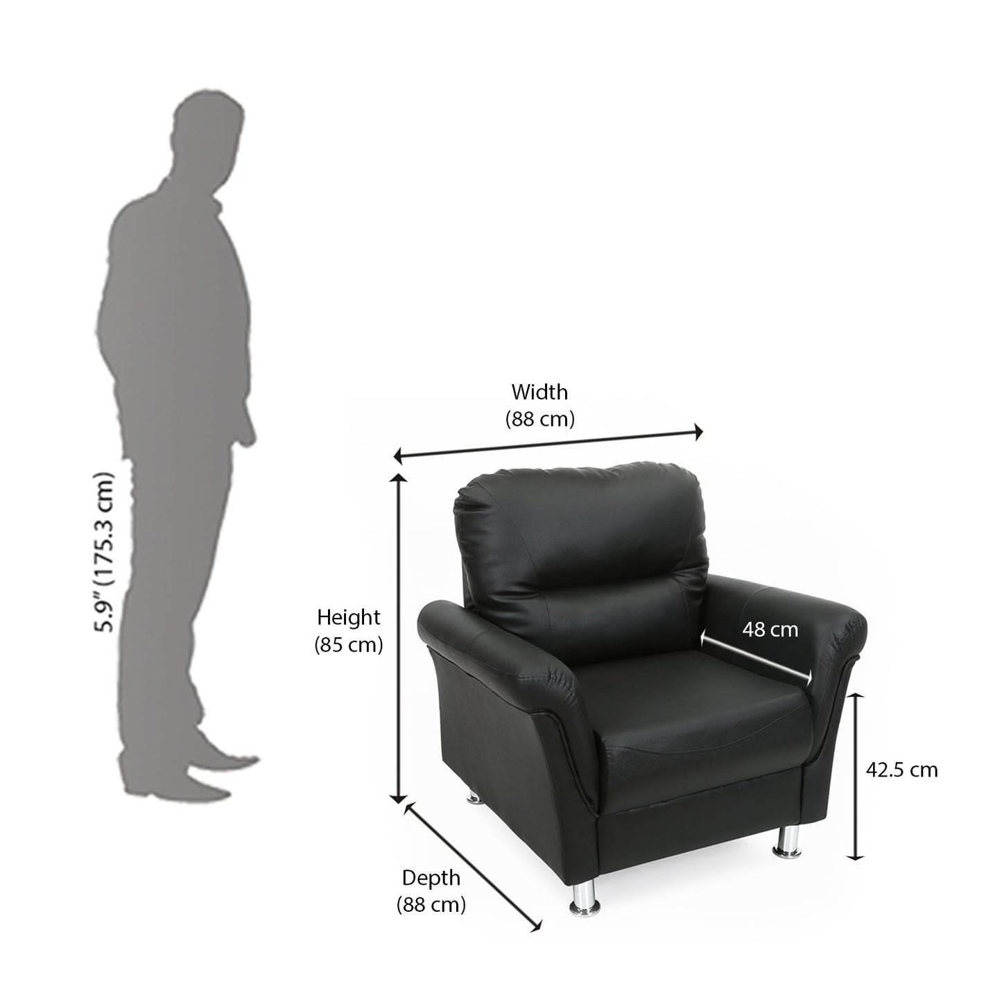 Nilkamal Aurich 1 Seater Sofa (Black)