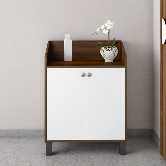 Nilkamal Aze Engineered Wood Shoe Cabinet (Walnut & White)