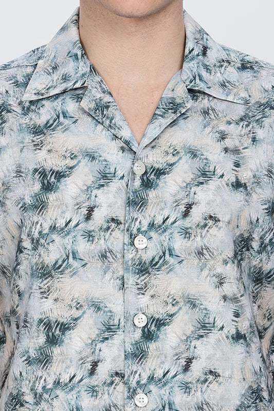 Regular Fit Printed Cuabn Collar Shirt