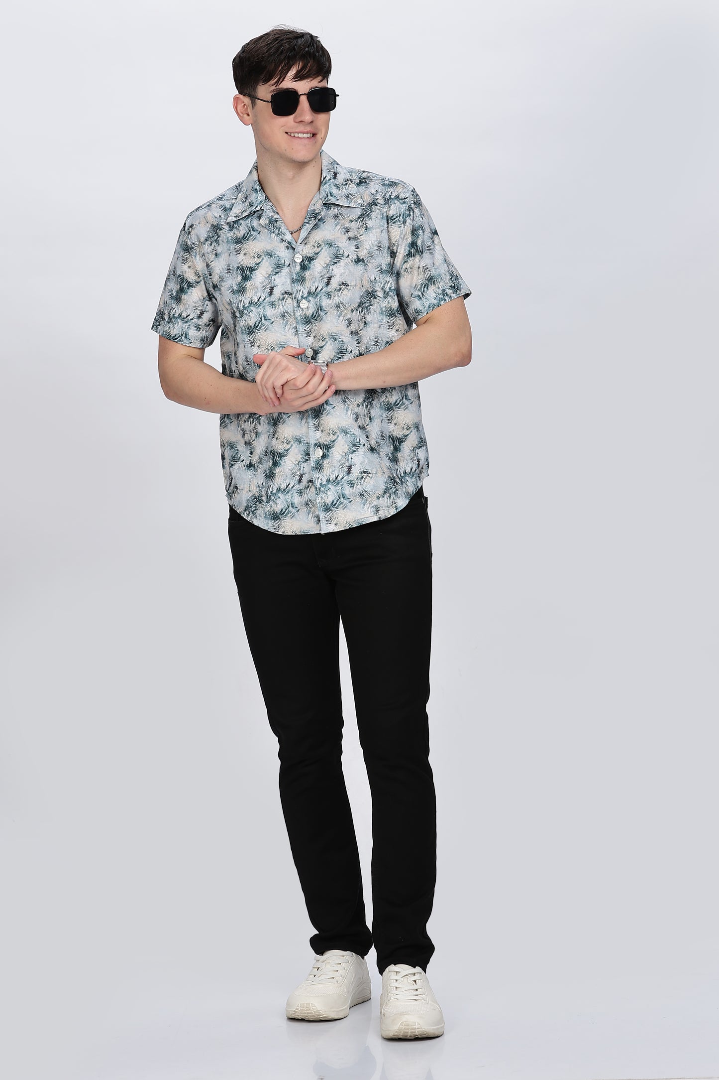 Regular Fit Printed Cuabn Collar Shirt