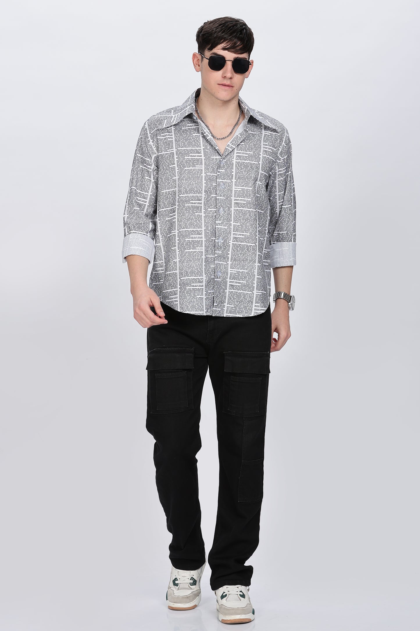 Men Regular Fit Printed Full Sleeve Collar Casual Shirt