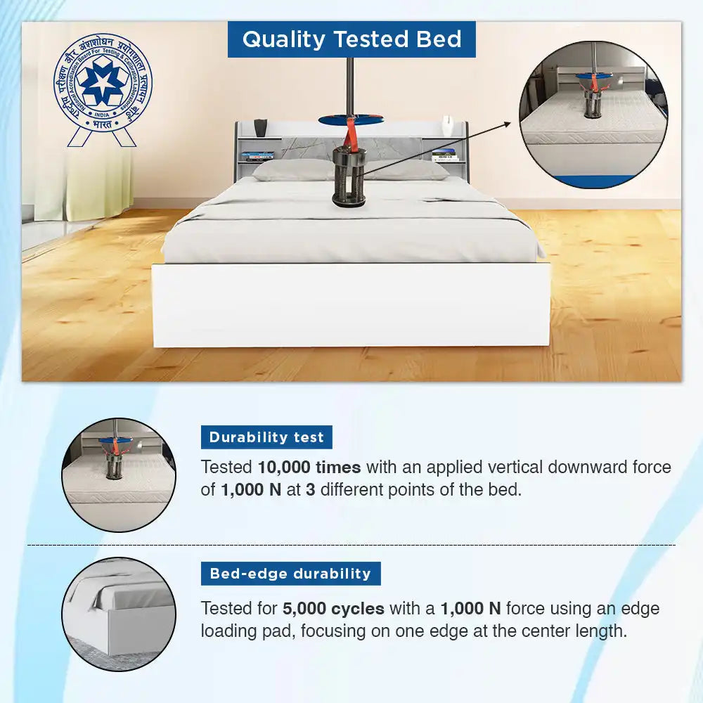 Nilkamal Marbito Queen Bed With Headboard & Box Storage (White)