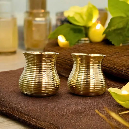 Brass damru Glass Set of 2