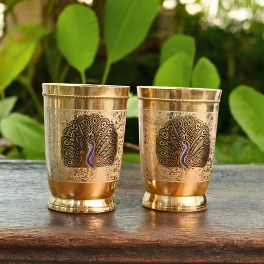 Brass Kalai Glass set of 2