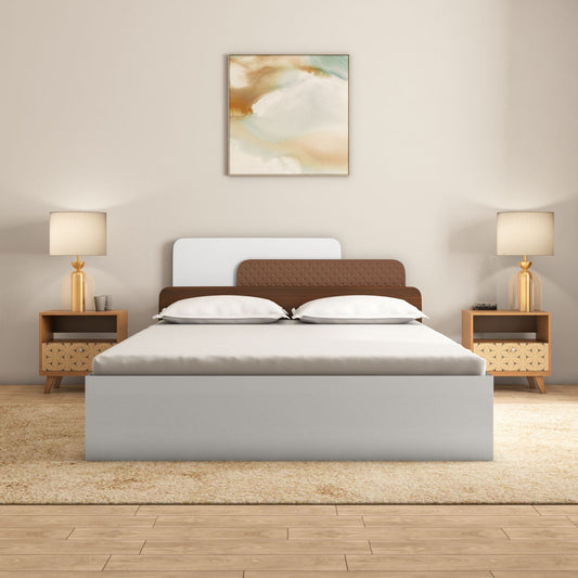 Nilkamal Bruce Queen Bed with Box Storage (Walnut & Cappuccino)